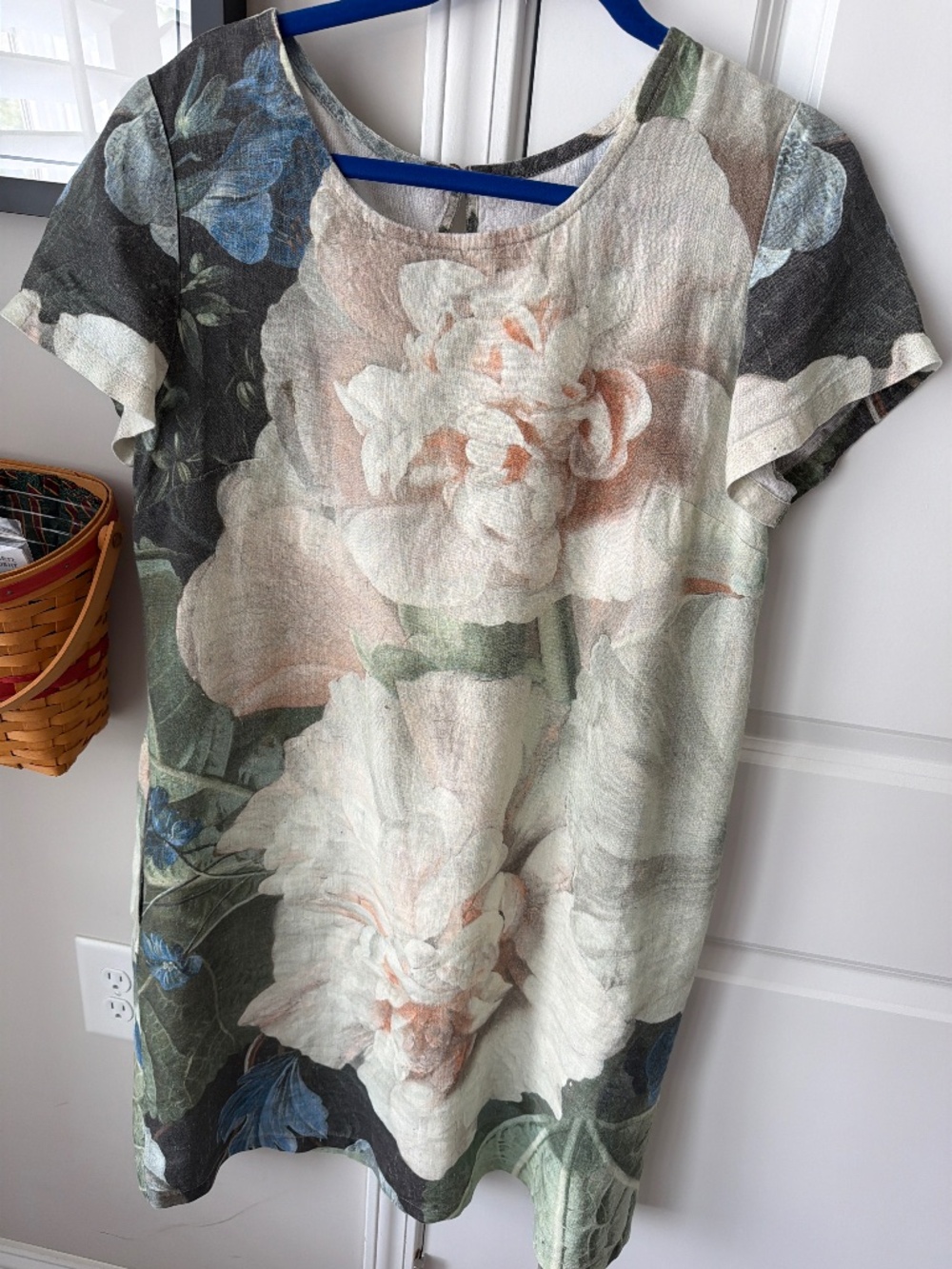 European linen A line dress with bust darts size 44